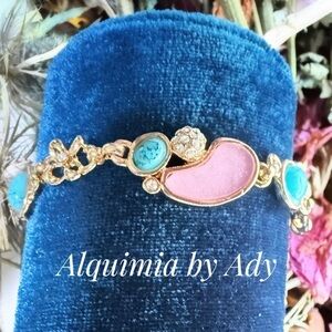 Alquimia Gold and Pink Bracelet with Turquoise Accents